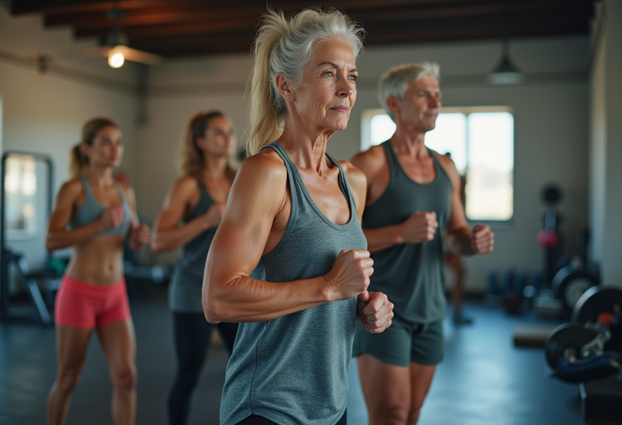 Фітнес студія з людьми що тренуються